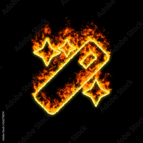 The symbol magic burns in red fire