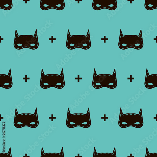 Seamless kids pattern with super hero mask