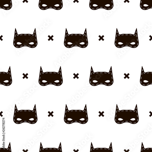 Seamless kids pattern with super hero mask