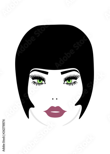 very beautiful girl  brunette drawing on white background  girl vector