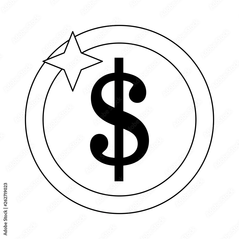 Money coin isolated symbol in black and white Money coin isolated symbol in black and white