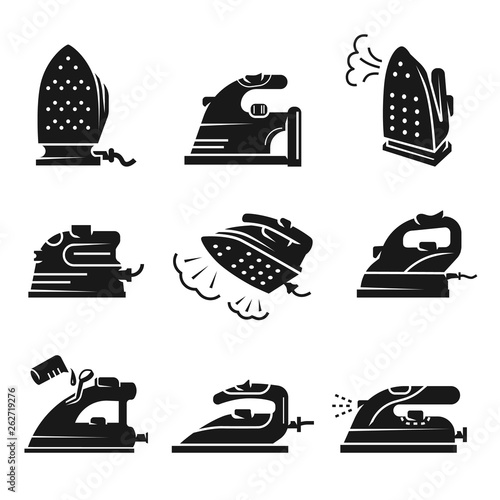 Smoothing-iron icons set. Simple set of smoothing-iron vector icons for web design on white background