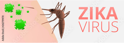 Zika virus concept banner. Cartoon illustration of zika virus vector concept banner for web design