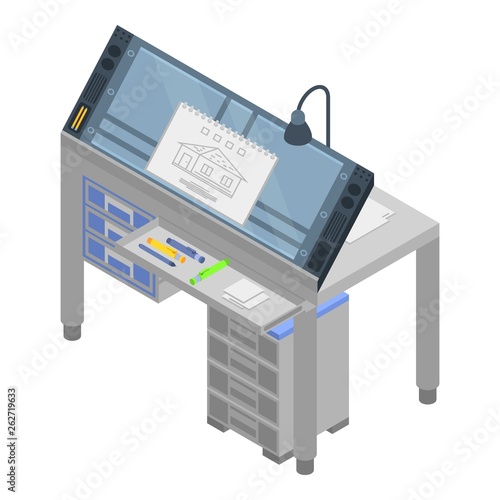 Architect desktop icon. Isometric of architect desktop vector icon for web design isolated on white background