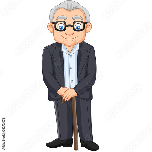 Cartoon senior elderly old man 