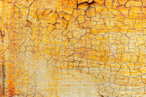 Old cracked Rusty paint metal background texture close-up