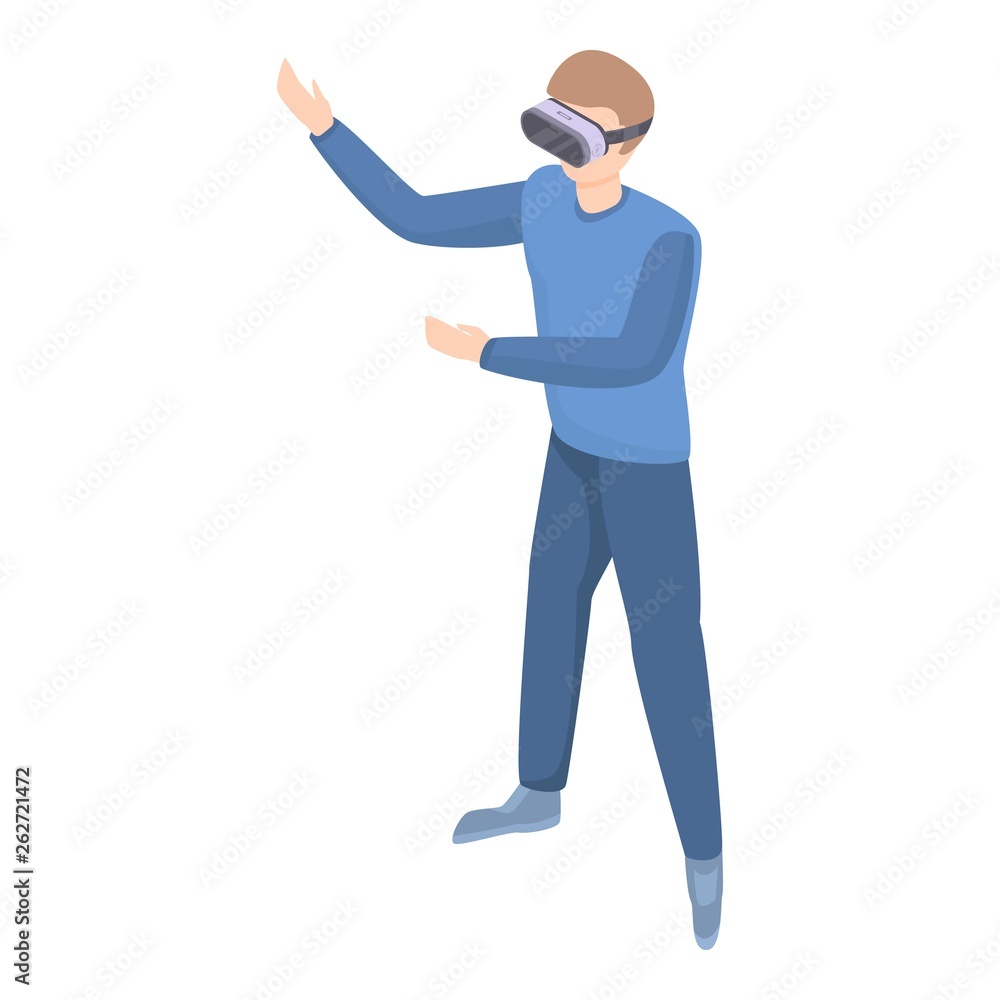 Boy in vr goggles icon. Isometric of boy in vr goggles vector icon for web design isolated on white background