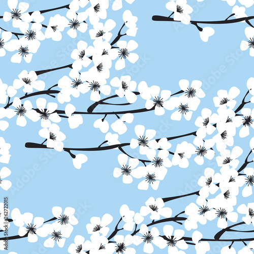 Cherry blossom vector seamless pattern