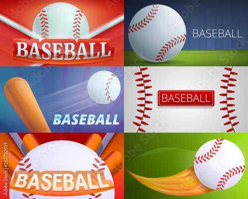 Baseball equipment banner set. Cartoon illustration of baseball equipment vector banner set for web design