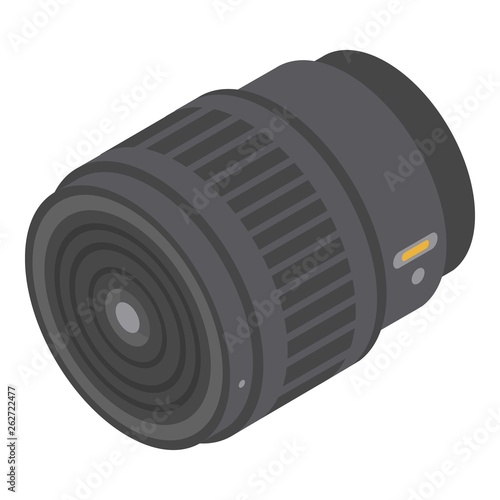 Professional camera lens icon. Isometric of professional camera lens vector icon for web design isolated on white background