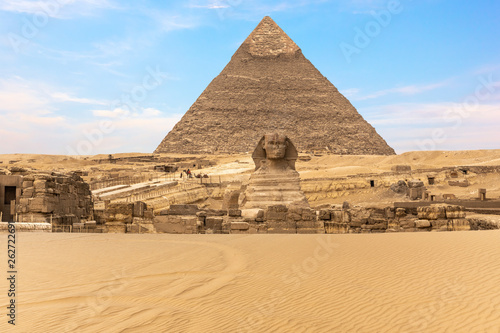 The Great Sphinx of Giza in front of the Pyramid of Khafre  Egypt