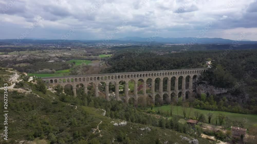 largest stone aqueduct in the world left to right aerial traveling Roquefavour Aix-en-Provence France largest stone aqueduct in the world left to right aerial traveling Roquefavour Aix-en-Provence France