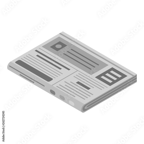 Newspaper icon. Isometric of newspaper vector icon for web design isolated on white background