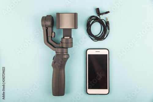 Modern simple set of equipment for video shooting on a smartphone