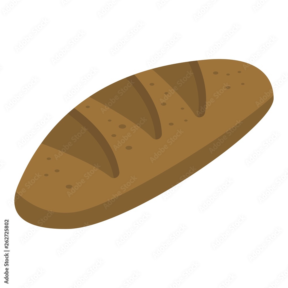 Black loaf of bread icon. Isometric of black loaf of bread vector icon for web design isolated on white background Black loaf of bread icon. Isometric of black loaf of bread vector icon for web design isolated on white background