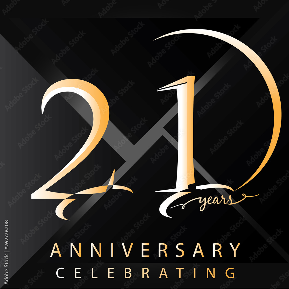 Anniversary 21 years numbers. Poster template for Celebrating 21 years ...