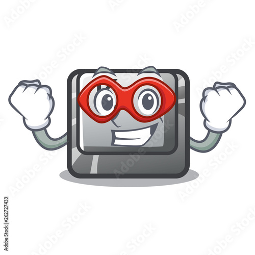 Super hero button K in the cartoon shape