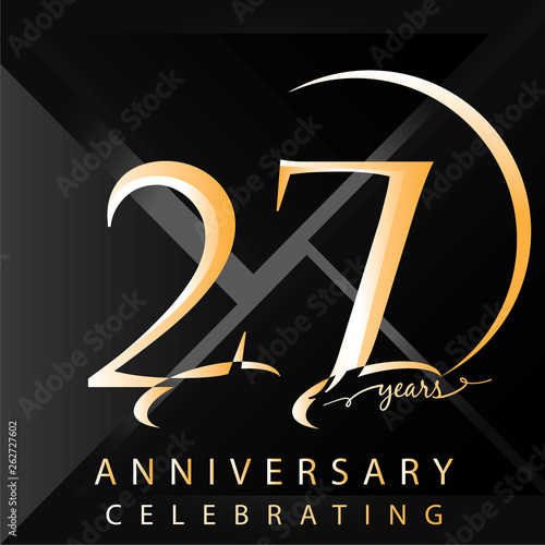 Anniversary 27 years numbers. Poster template for Celebrating 27 years anniversary event party. Vector illustration - Vector photo