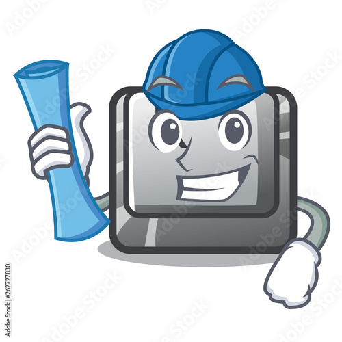 Architect button K in the cartoon shape