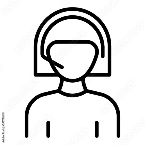 Woman call center icon. Outline woman call center vector icon for web design isolated on white background