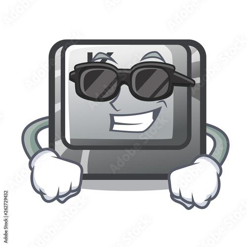 Super cool button K in the cartoon shape