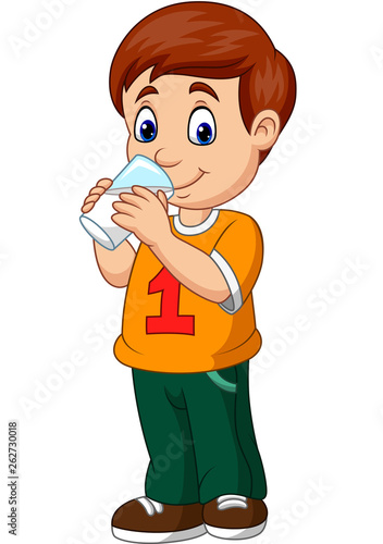 Cartoon boy drinking milk