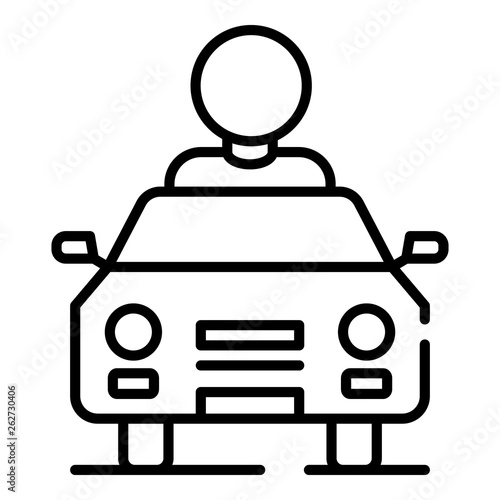 Man car share icon. Outline man car share vector icon for web design isolated on white background