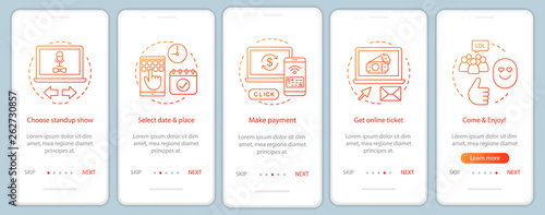 Standup onboarding mobile app page screen vector template