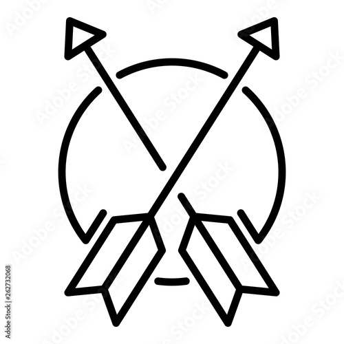 Crossed metal arrow icon. Outline crossed metal arrow vector icon for web design isolated on white background