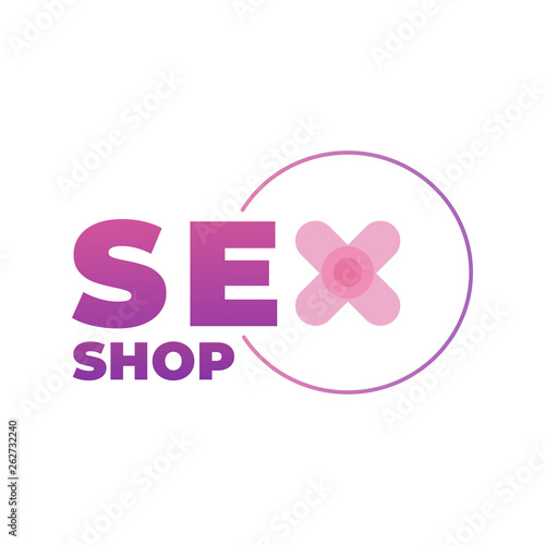 Sex shop vector logo design. Typographic sign for Sex shop advertisement.