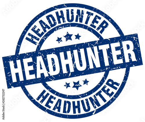 headhunter blue round grunge stamp