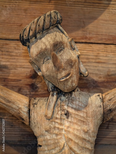 Ancient wooden status of Jesus on the Cross