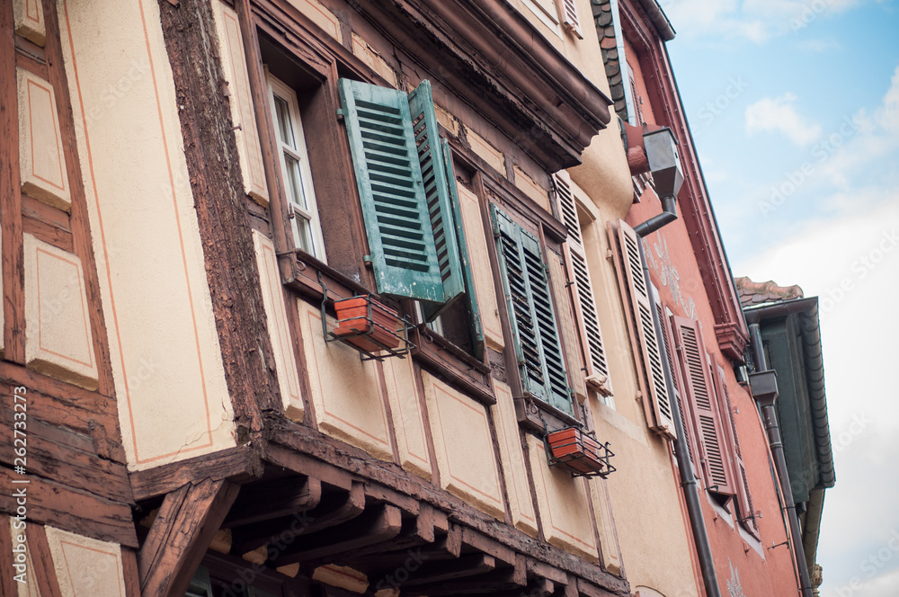 Naklejka premium retail of traditional medieval architecture in Colmar