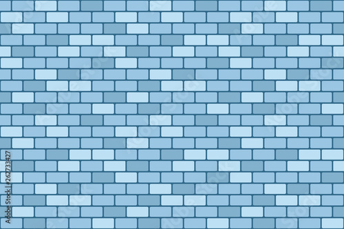 Blue brick wall. Seamless texture. Vector illustration.