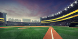 Grand baseball stadium playground infield nightfall view