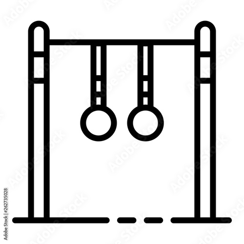 Crossbar with rings icon. Outline crossbar with rings vector icon for web design isolated on white background