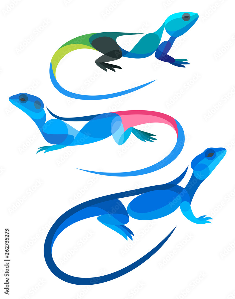 Fototapeta premium Stylized Lizards - Agamas