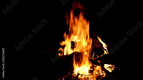 Portrait of a campfire lit at night in the outside area of ​​a farmhouse in the city of Mairinque, São Paulo, Brazil.