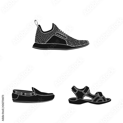 Vector design of shoe and footwear sign. Set of shoe and foot stock vector illustration.