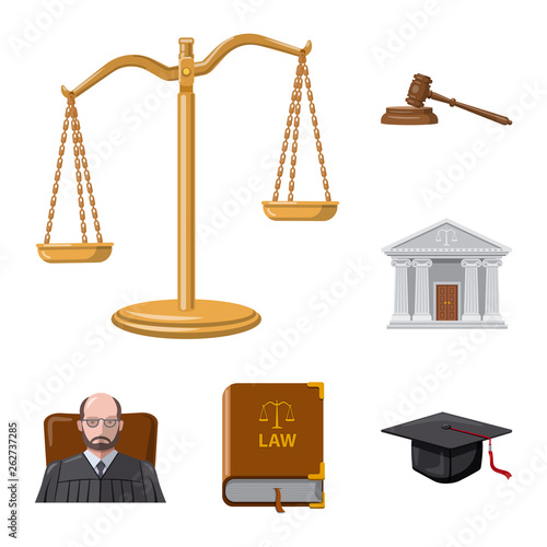 Vector design of law and lawyer logo. Set of law and justice vector icon for stock.