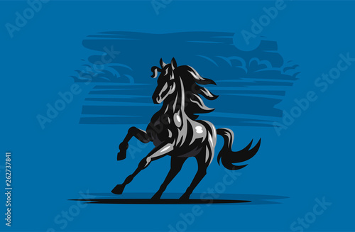 Horse galloping. Vector illustration.