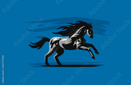 Horse galloping. Vector illustration.