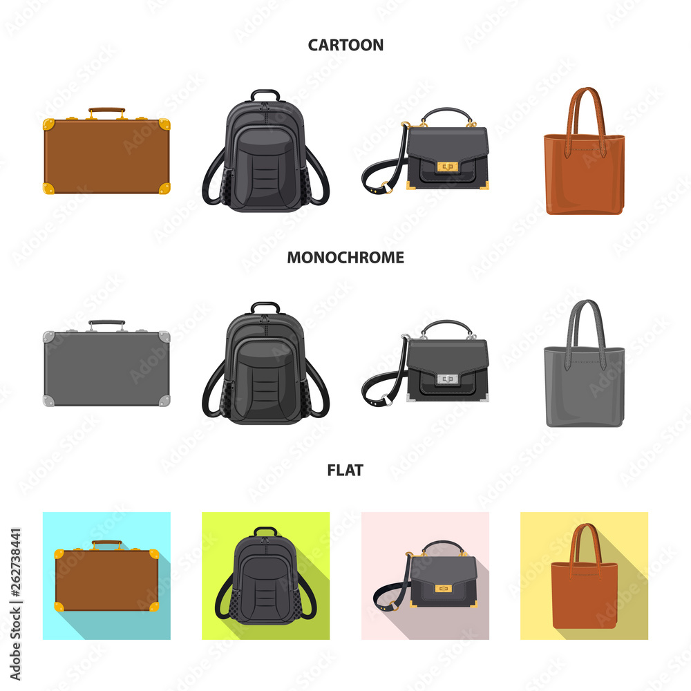Vector illustration of suitcase and baggage symbol. Set of suitcase and journey stock vector illustration. Vector illustration of suitcase and baggage symbol. Set of suitcase and journey stock vector illustration.