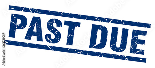 square grunge blue past due stamp