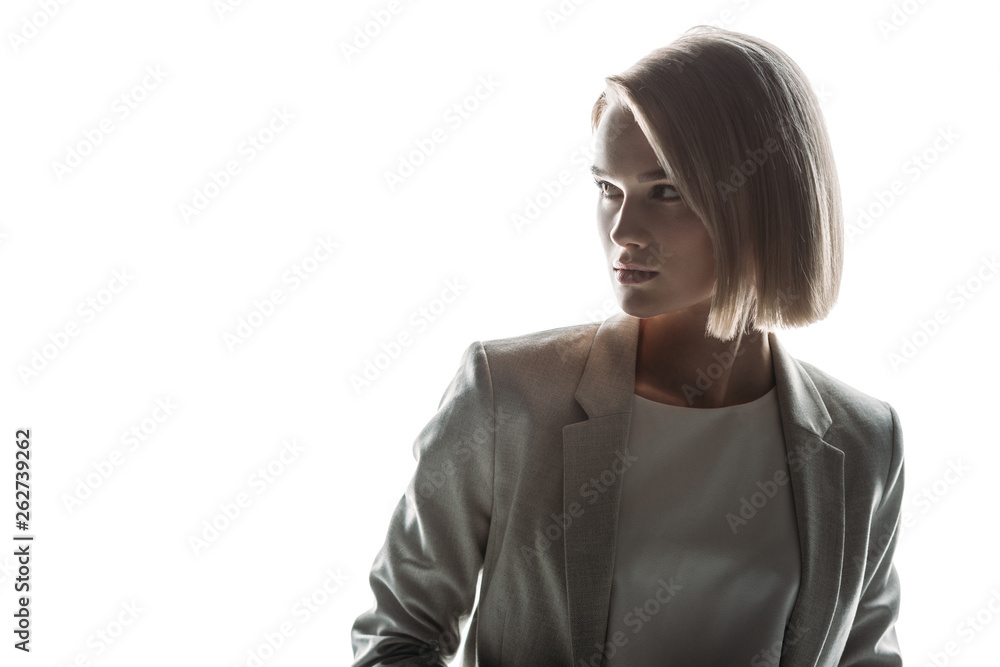 attractive, confident businesswoman looking away isolated on white attractive, confident businesswoman looking away isolated on white