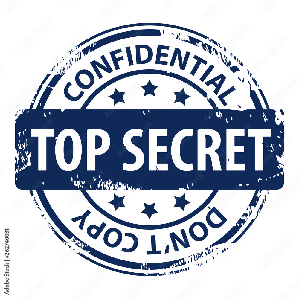 text Top secret and confidential, don't copy blue rubber stamp - icon Stock  Illustration | Adobe Stock