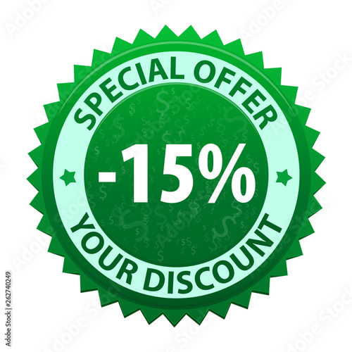 Discount label special offer 15 percent off - icon