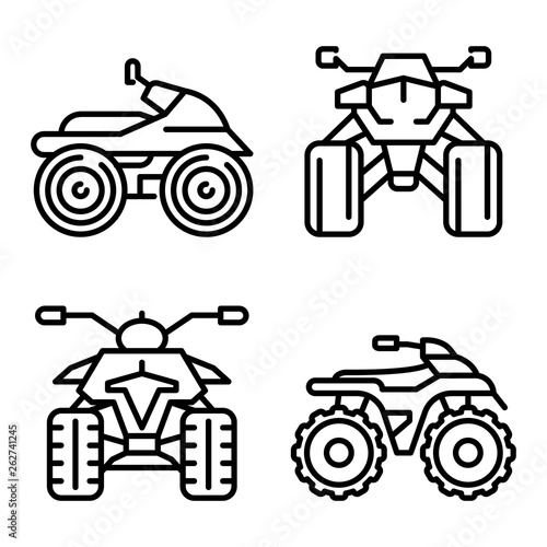 Quad bike icons set. Outline set of quad bike vector icons for web design isolated on white background