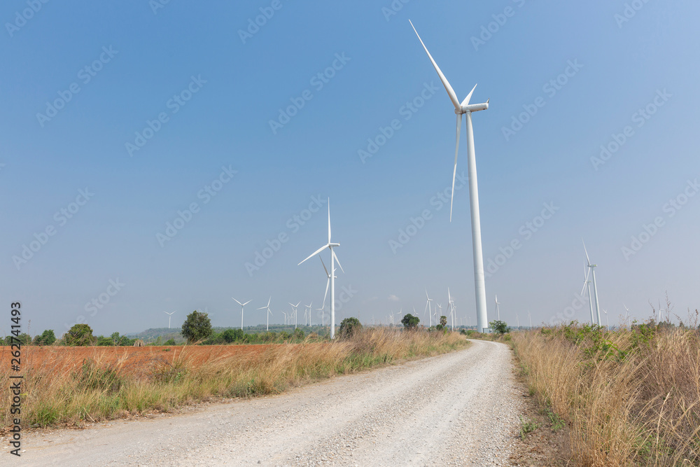 A Wind Turbine on a Wind Farm with agriculture land.