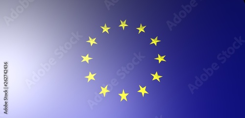 Europe blue flag with yellow stars and European Union map